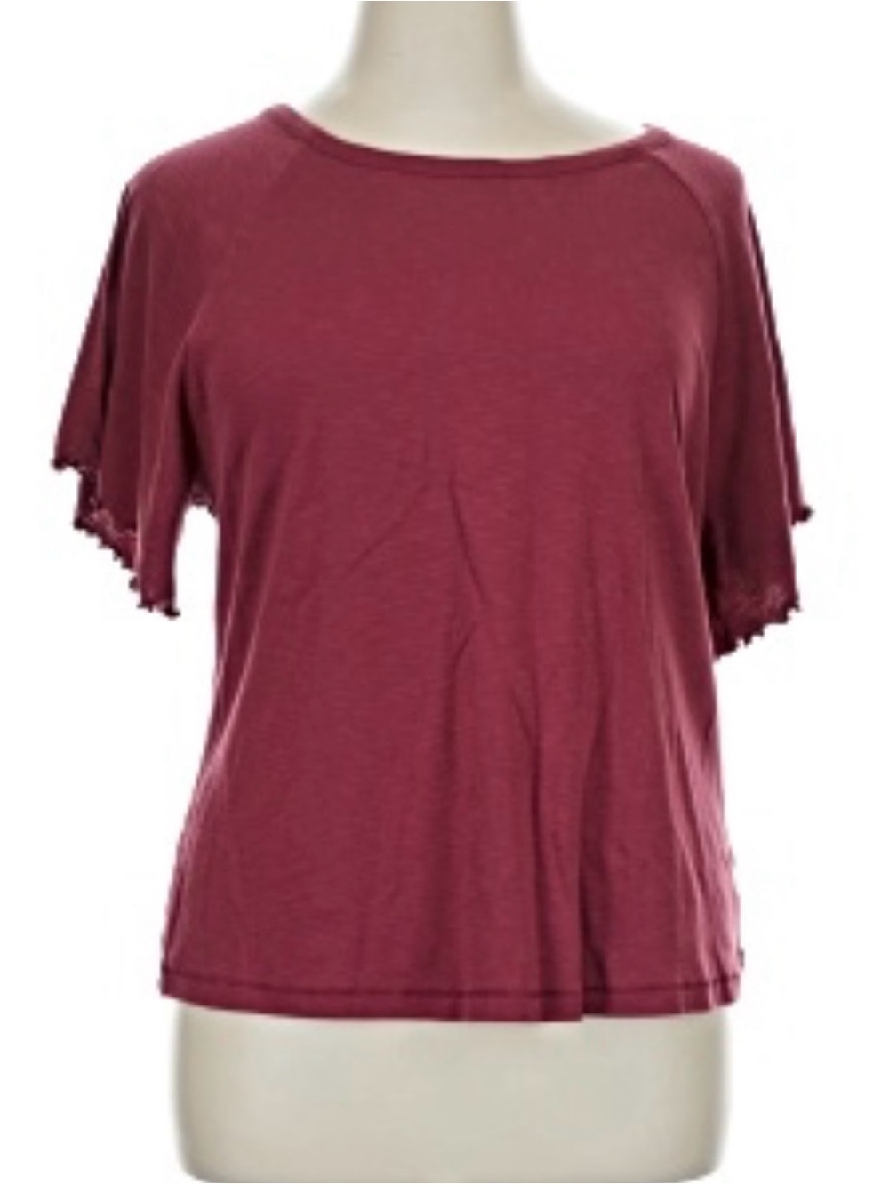 Ava & Viv Burgundy Short-Sleeve Ruffle Blouse – Size